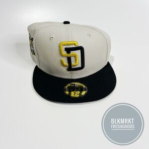 New Era 59Fifty San Diego Padres Fitted Hat Side Patch Two Tone Stone  Sz 7 1/8